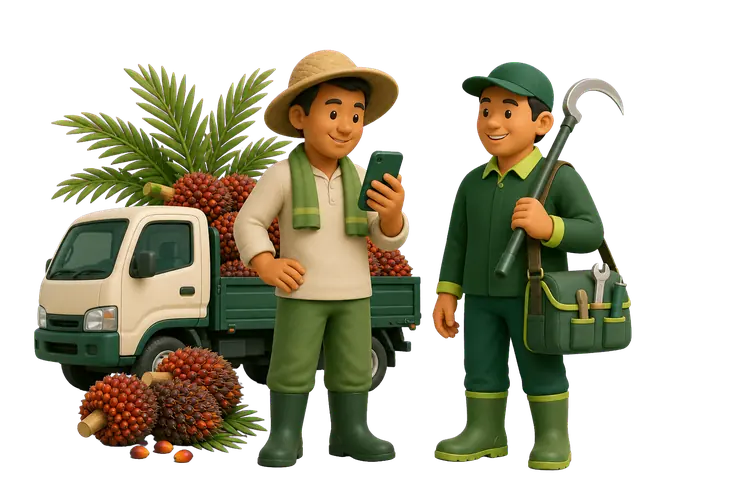 Petani, mitra jasa, dan armada angkutan dalam ekosistem Palmio
